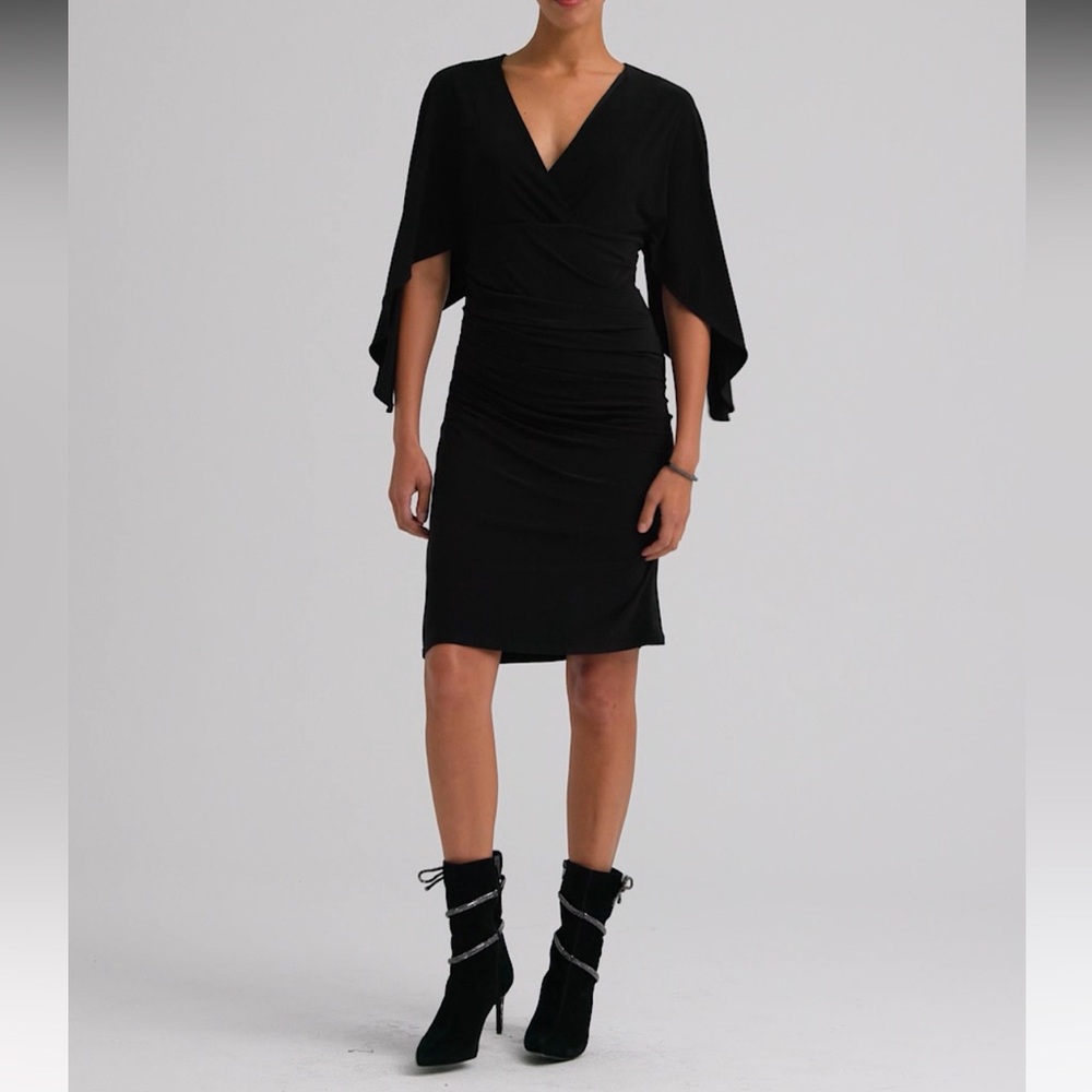 WHBM 3/4 Flutter Sleeve Matte Jersey Mini Dress
